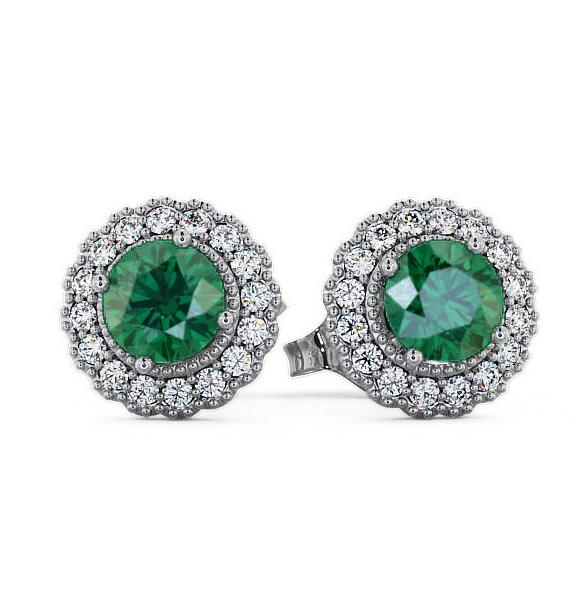 Halo Emerald and Diamond 1.22ct Earrings 18K White Gold GEMERG2_WG_EM_THUMB1