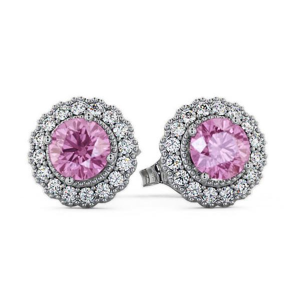Halo Pink Sapphire and Diamond 1.56ct Earrings 9K White Gold GEMERG2_WG_PS_THUMB1