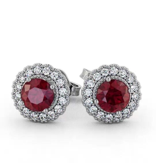 Halo Ruby and Diamond 1.56ct Earrings 18K White Gold GEMERG2_WG_RU_THUMB2 