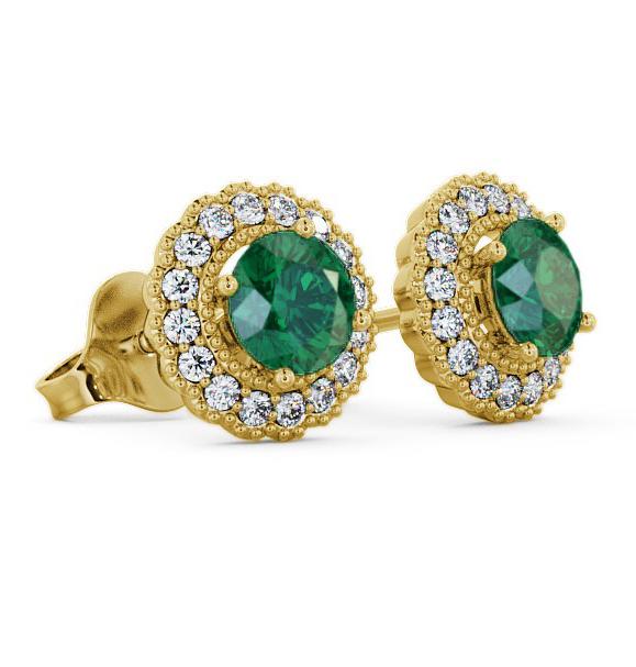 Halo Emerald and Diamond 1.22ct Earrings 18K Yellow Gold GEMERG2_YG_EM_THUMB1 