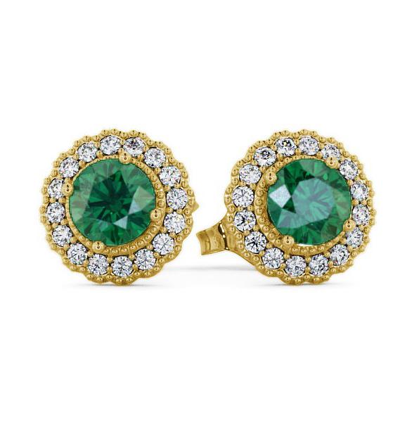 Halo Emerald and Diamond 1.22ct Earrings 9K Yellow Gold GEMERG2_YG_EM_THUMB1