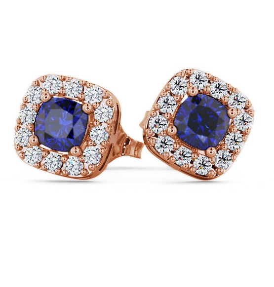 Halo Blue Sapphire and Diamond 1.12ct Earrings 9K Rose Gold GEMERG3_RG_BS_THUMB1 