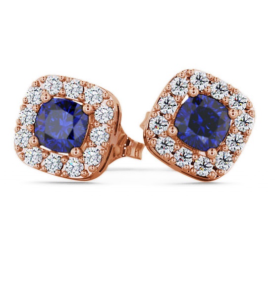 Halo Blue Sapphire and Diamond 1.12ct Earrings 18K Rose Gold GEMERG3_RG_BS_THUMB1 