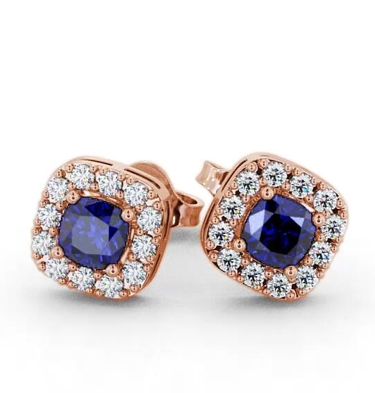Halo Blue Sapphire and Diamond 1.12ct Earrings 18K Rose Gold GEMERG3_RG_BS_THUMB1
