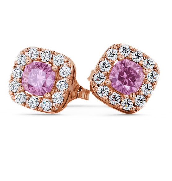 Halo Pink Sapphire and Diamond 1.12ct Earrings 18K Rose Gold GEMERG3_RG_PS_THUMB1 