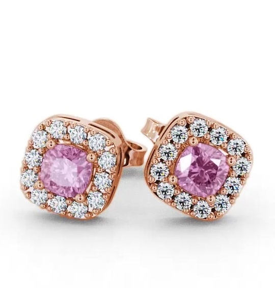 Halo Pink Sapphire and Diamond 1.12ct Earrings 18K Rose Gold GEMERG3_RG_PS_THUMB1