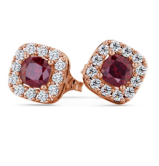 Halo Ruby and Diamond 1.12ct Earrings 18K Rose Gold GEMERG3_RG_RU_THUMB1 