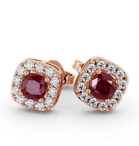 Halo Ruby and Diamond 1.12ct Earrings 18K Rose Gold GEMERG3_RG_RU_THUMB1