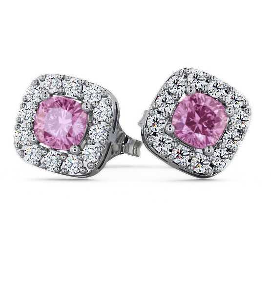 Halo Pink Sapphire and Diamond 1.12ct Earrings 9K White Gold GEMERG3_WG_PS_THUMB1 