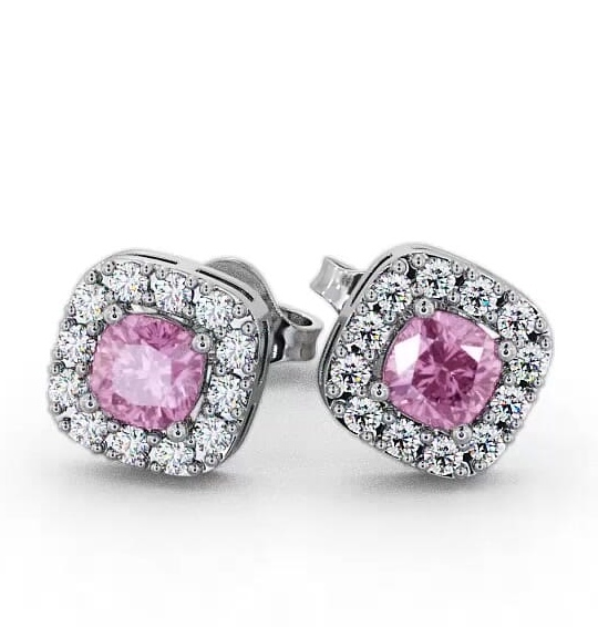 Halo Pink Sapphire and Diamond 1.12ct Earrings 9K White Gold GEMERG3_WG_PS_THUMB1