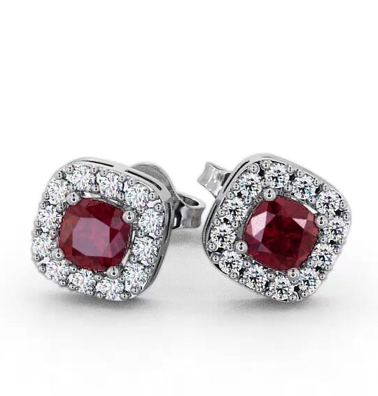 Halo Ruby and Diamond 1.12ct Earrings 18K White Gold GEMERG3_WG_RU_THUMB2 