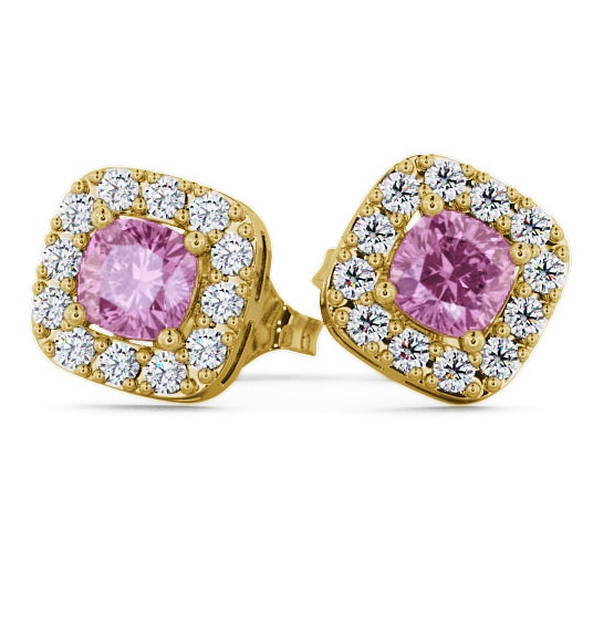 Halo Pink Sapphire and Diamond 1.12ct Earrings 18K Yellow Gold GEMERG3_YG_PS_THUMB1 