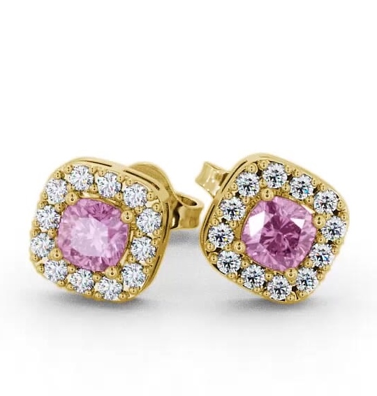 Halo Pink Sapphire and Diamond 1.12ct Earrings 9K Yellow Gold GEMERG3_YG_PS_THUMB1