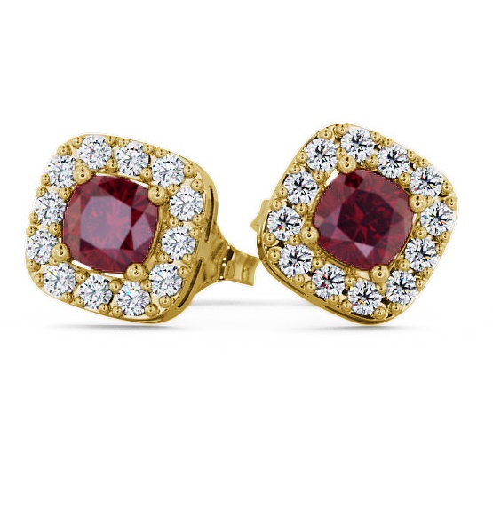 Halo Ruby and Diamond 1.12ct Earrings 18K Yellow Gold GEMERG3_YG_RU_THUMB1 