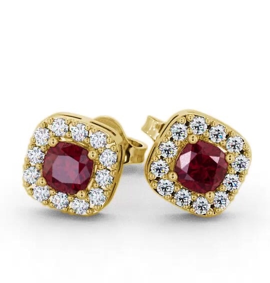 Halo Ruby and Diamond 1.12ct Earrings 9K Yellow Gold GEMERG3_YG_RU_THUMB1