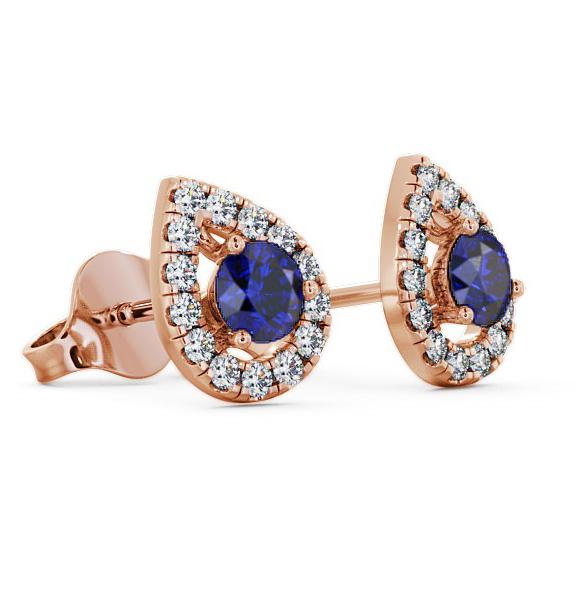 Halo Blue Sapphire and Diamond 0.96ct Earrings 9K Rose Gold GEMERG4_RG_BS_THUMB1 
