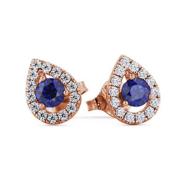 Halo Blue Sapphire and Diamond 0.96ct Earrings 9K Rose Gold GEMERG4_RG_BS_THUMB1