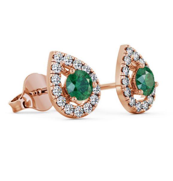 Halo Emerald and Diamond 0.82ct Earrings 18K Rose Gold GEMERG4_RG_EM_THUMB1 