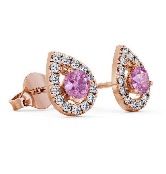 Halo Pink Sapphire and Diamond 0.96ct Earrings 18K Rose Gold GEMERG4_RG_PS_THUMB1 