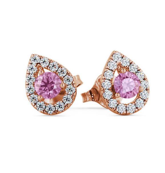 Halo Pink Sapphire and Diamond 0.96ct Earrings 9K Rose Gold GEMERG4_RG_PS_THUMB1