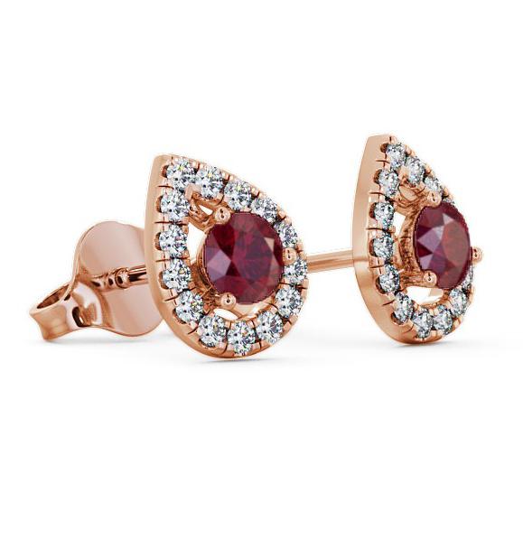 Halo Ruby and Diamond 0.96ct Earrings 18K Rose Gold GEMERG4_RG_RU_THUMB1 