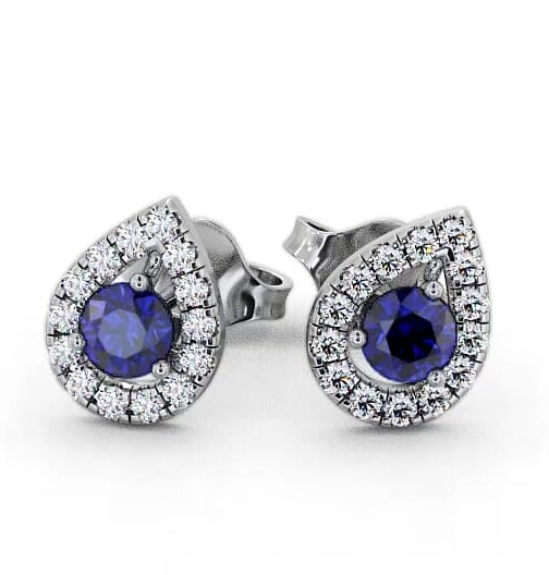 Halo Blue Sapphire and Diamond 0.96ct Earrings 9K White Gold GEMERG4_WG_BS_THUMB2 