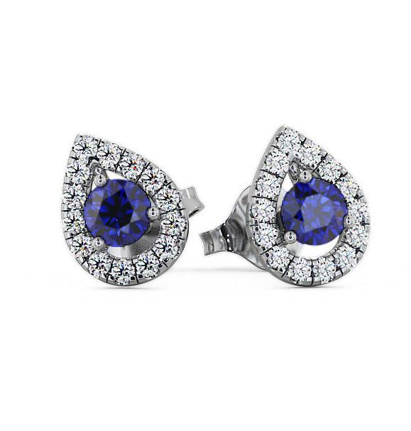 Halo Blue Sapphire and Diamond 0.96ct Earrings 9K White Gold GEMERG4_WG_BS_THUMB1