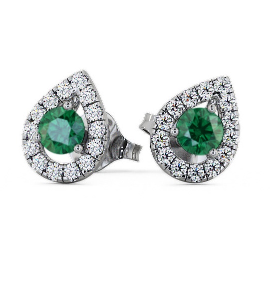 Halo Emerald and Diamond 0.82ct Earrings 18K White Gold GEMERG4_WG_EM_THUMB1 