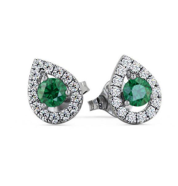 Halo Emerald and Diamond 0.82ct Earrings 9K White Gold GEMERG4_WG_EM_THUMB1
