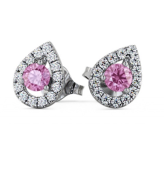 Halo Pink Sapphire and Diamond 0.96ct Earrings 9K White Gold GEMERG4_WG_PS_THUMB1 