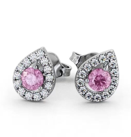 Halo Pink Sapphire and Diamond 0.96ct Earrings 9K White Gold GEMERG4_WG_PS_THUMB2 