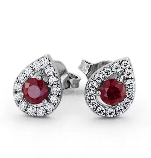 Halo Ruby and Diamond 0.96ct Earrings 18K White Gold GEMERG4_WG_RU_THUMB2 