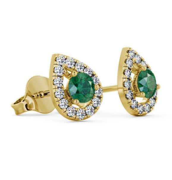 Halo Emerald and Diamond 0.82ct Earrings 9K Yellow Gold GEMERG4_YG_EM_THUMB1 