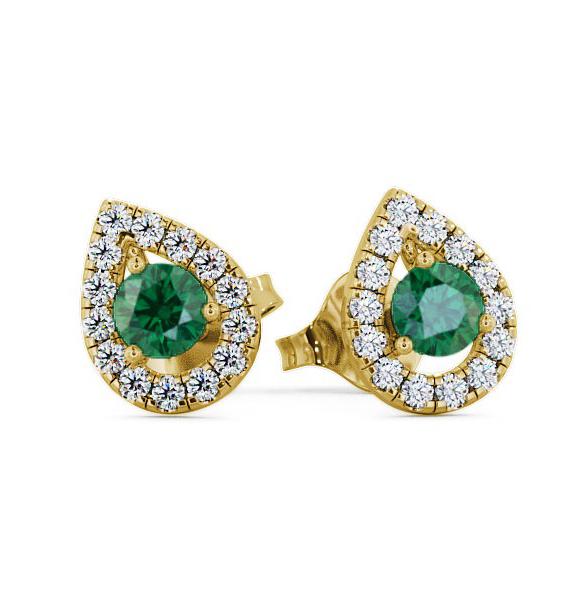 Halo Emerald and Diamond 0.82ct Earrings 18K Yellow Gold GEMERG4_YG_EM_THUMB1