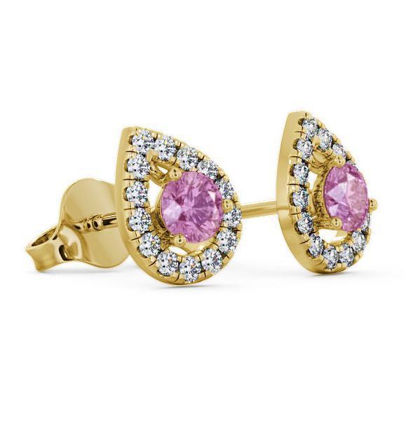 Halo Pink Sapphire and Diamond 0.96ct Earrings 9K Yellow Gold GEMERG4_YG_PS_THUMB1 