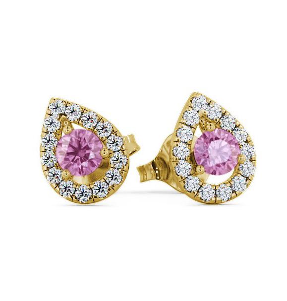 Halo Pink Sapphire and Diamond 0.96ct Earrings 18K Yellow Gold GEMERG4_YG_PS_THUMB1