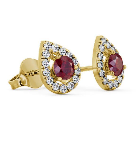 Halo Ruby and Diamond 0.96ct Earrings 18K Yellow Gold GEMERG4_YG_RU_THUMB1 