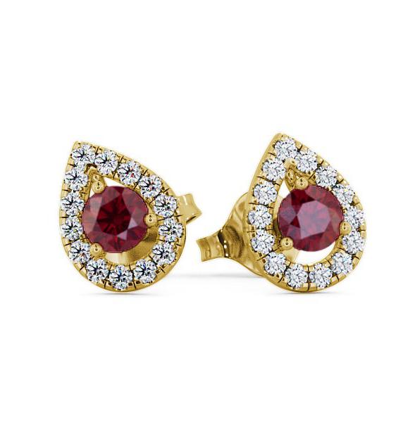 Halo Ruby and Diamond 0.96ct Earrings 18K Yellow Gold GEMERG4_YG_RU_THUMB2 