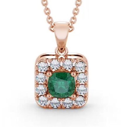 Halo Emerald and Diamond 1.60ct Pendant 18K Rose Gold GEMPNT14_RG_EM_THUMB1