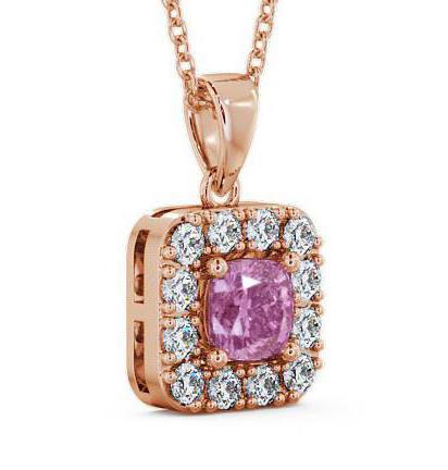 Halo Pink Sapphire and Diamond 1.90ct Pendant 18K Rose Gold GEMPNT14_RG_PS_THUMB1 