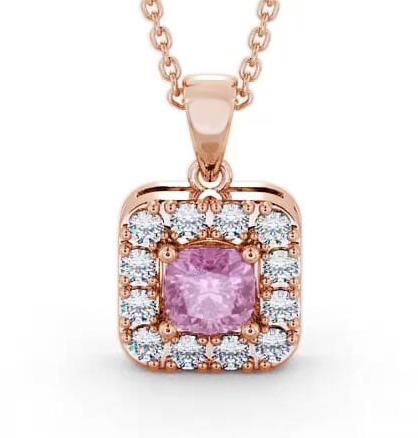 Halo Pink Sapphire and Diamond 1.90ct Pendant 18K Rose Gold GEMPNT14_RG_PS_THUMB1