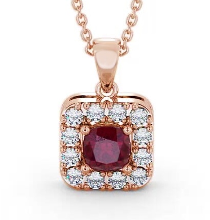 Halo Ruby and Diamond 1.90ct Pendant 18K Rose Gold GEMPNT14_RG_RU_THUMB2 