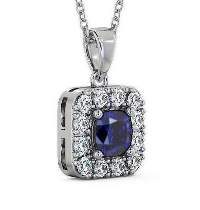Halo Blue Sapphire and Diamond 1.90ct Pendant 9K White Gold GEMPNT14_WG_BS_THUMB1 