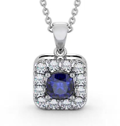 Halo Blue Sapphire and Diamond 1.90ct Pendant 18K White Gold GEMPNT14_WG_BS_THUMB2 