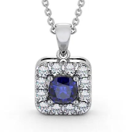 Halo Blue Sapphire and Diamond 1.90ct Pendant 9K White Gold GEMPNT14_WG_BS_THUMB2 