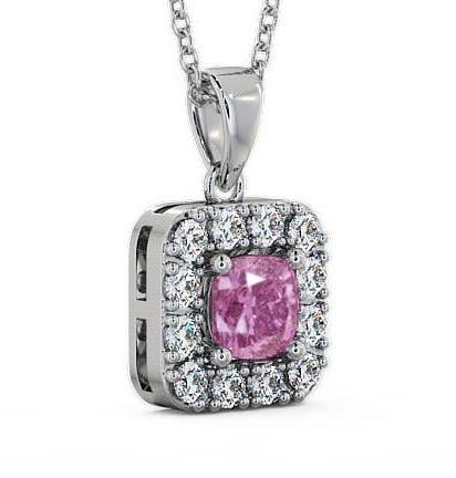Halo Pink Sapphire and Diamond 1.90ct Pendant 9K White Gold GEMPNT14_WG_PS_THUMB1 