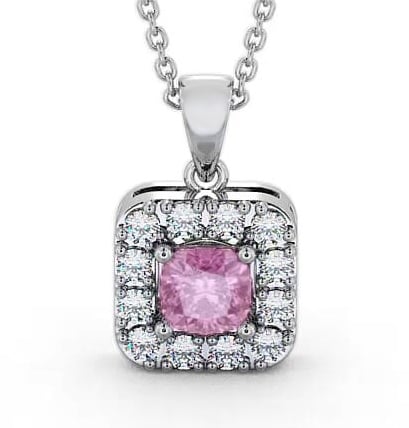 Halo Pink Sapphire and Diamond 1.90ct Pendant 9K White Gold GEMPNT14_WG_PS_THUMB1
