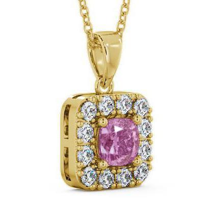 Halo Pink Sapphire and Diamond 1.90ct Pendant 9K Yellow Gold GEMPNT14_YG_PS_THUMB1 
