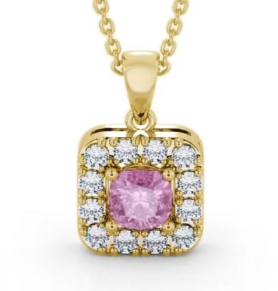 Halo Pink Sapphire and Diamond 1.90ct Pendant 18K Yellow Gold GEMPNT14_YG_PS_THUMB2 
