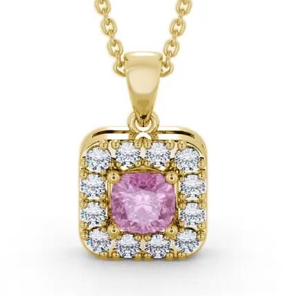 Halo Pink Sapphire and Diamond 1.90ct Pendant 9K Yellow Gold GEMPNT14_YG_PS_THUMB1